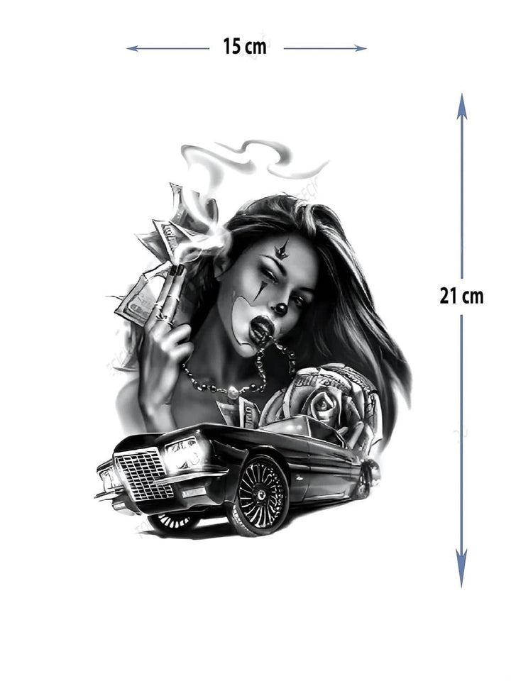 YARIM KOL KAPLAMA - 1 AY KALICI - SİYAH DÖVME - Y44