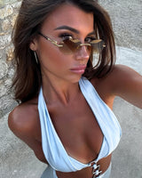 CHICS Gold Kahve Çerçevesiz Güneş Gözlüğü