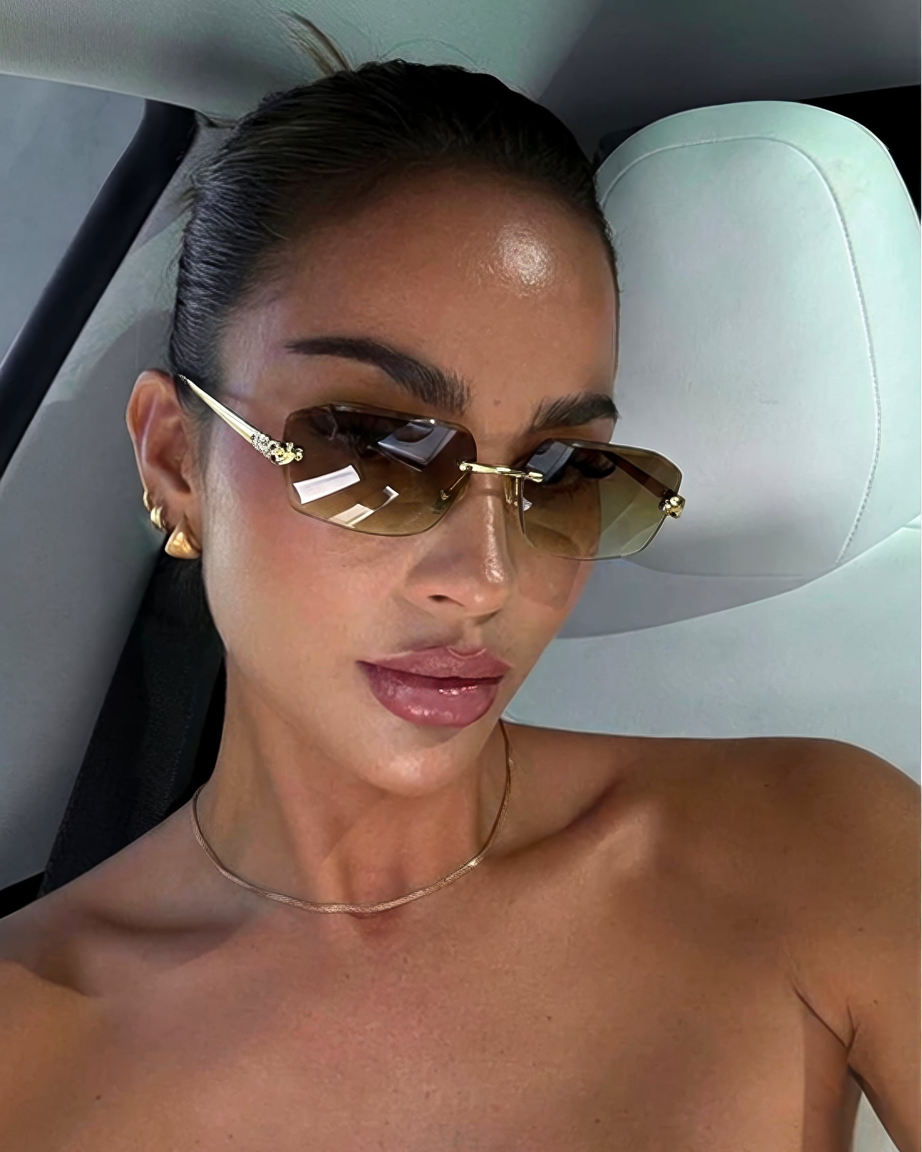 CORTEZ Gold Kahve Çerçevesiz Güneş Gözlüğü